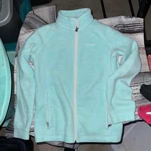 COLUMBIA | GIRLS TEAL FLEECE ZIP UP POCKETED JAXKET SZ 14/16